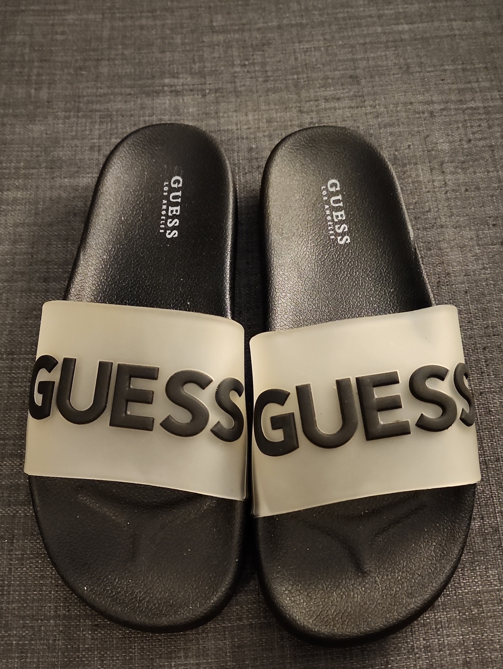 GUESS Black Slide Sandals with Translucent Straps